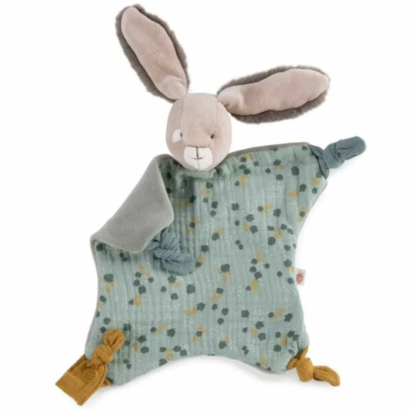 Doudou Lapin Plat Couleur Sauge