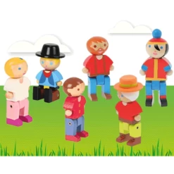 6 Personnages En Bois Dès 3 Ans