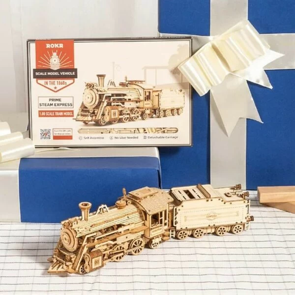 Locomotive Vapeur Maquette 3D Bois – Image 4